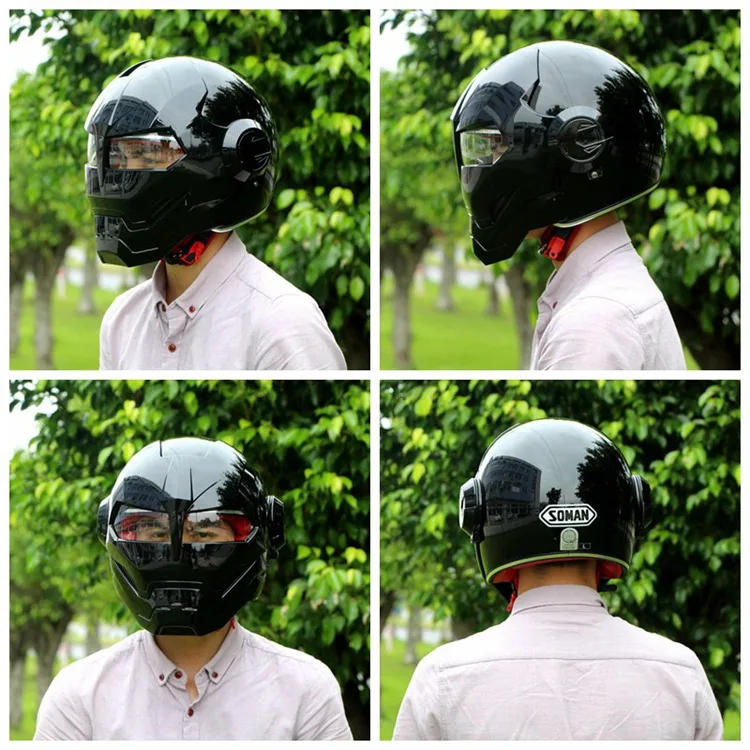 Soman Ironman Полнолицевой шлем винтажный мотоциклетный шлем для мотокросса по бездорожью защита головы для езды на велосипеде гоночный точечный шлем