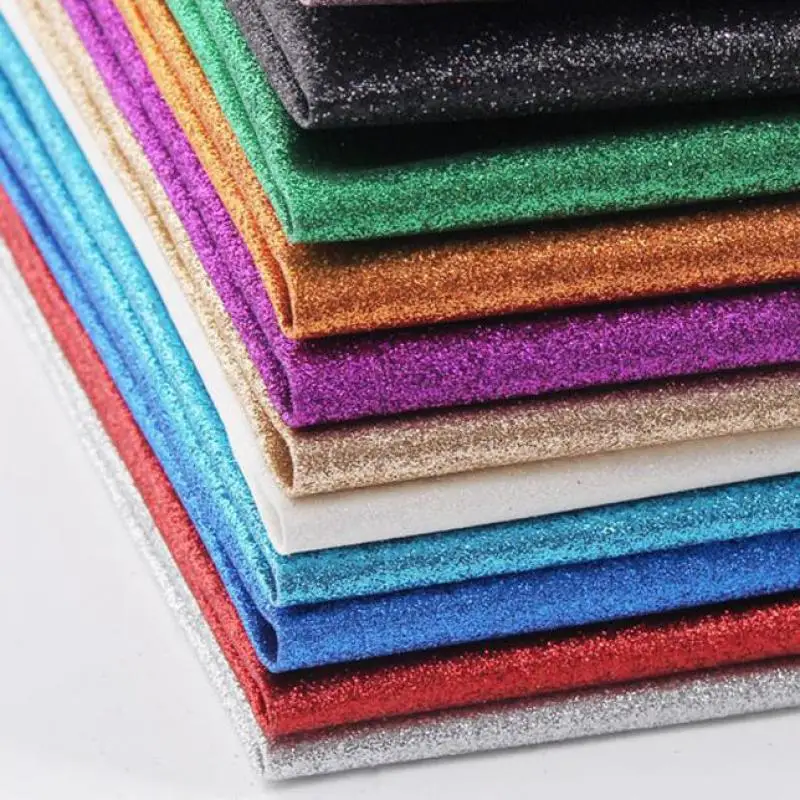 

0.5 Meter Fine Glitter Paper Leather Decorative Upholstery Wallpaper Similicuir Tissu Glitter Material Silver Black Gold Red