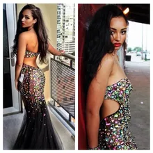 Colorful Rhinestones Mermaid Prom Dress 2015 Sexy Backless Evening Dress Strapless Women Formal Dress vestidos Colorful Rhinestones Mermaid Prom Dress 2015 Sexy Backless Evening Dress Strapless Women Formal Dress vestidos