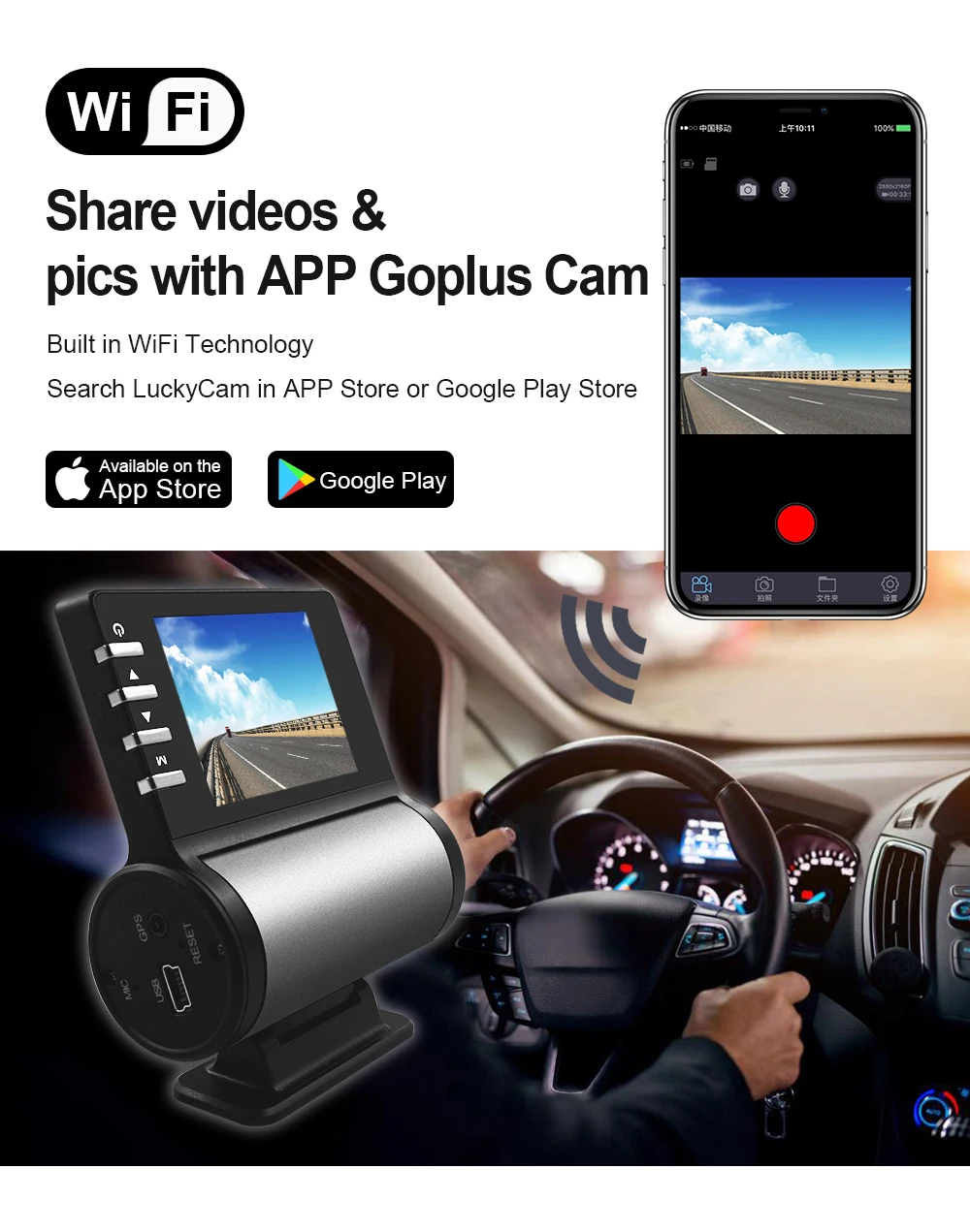 Автомобильный видеорегистратор Wifi Dash camera 1080P gps-навигатор с разрешением Full HD Регистратор Видео Регистратор Автомобильный парковочный монитор ночного видения Dash Cam циклическая запись