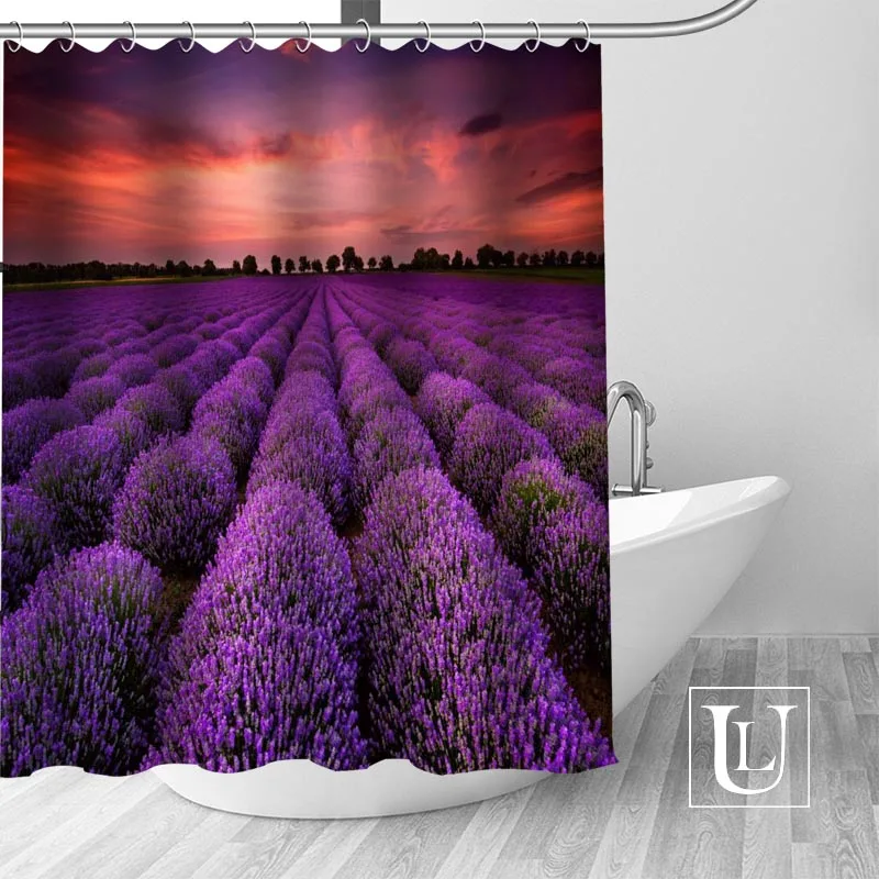 

Big Sale New Custom Lavender Modern Shower Curtain with Hooks bathroom Waterproof Polyester Fabric