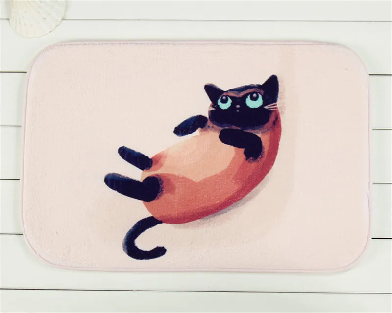 Image New Custom Funny Kitten curled up Printed Rectangular Carpet Living Room Dining Room Kitchen Anti Skid Foot Mat Door mat tappeti