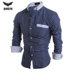 Camisa Masculina Slim Fashion Мужская рубашка 2018 новая брендовая Повседневная рубашка с длинными рукавами Chemise Homme клетчатое платье мужская одежда