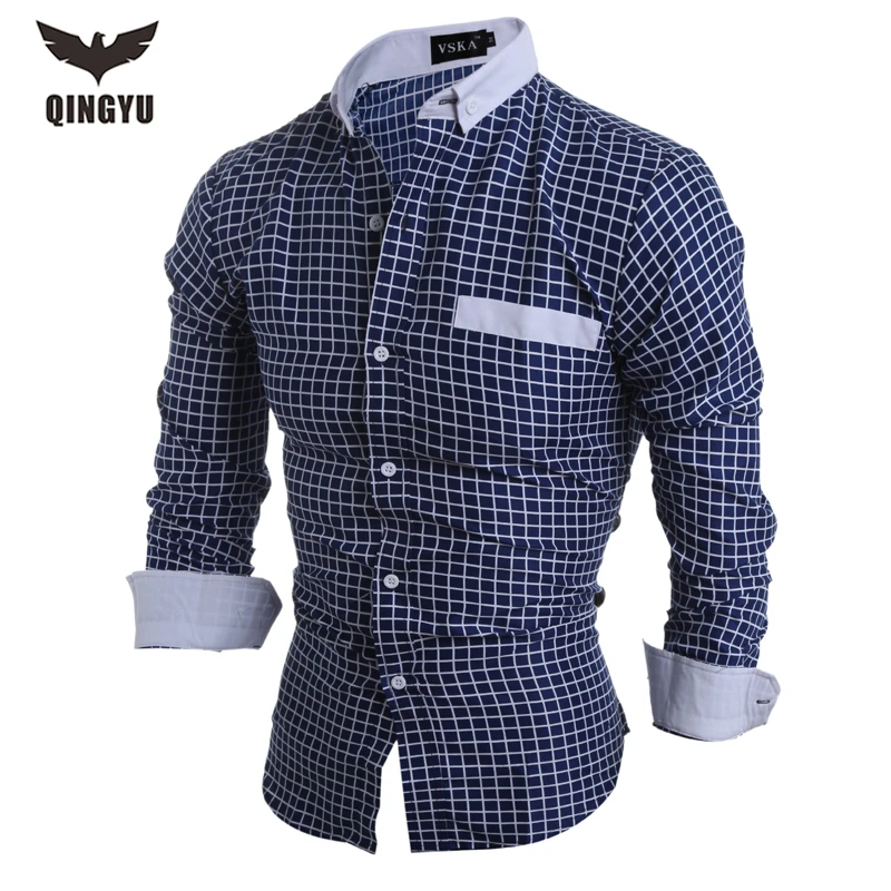 Camisa femenina ajustada la moda para 2018 nueva marca Casual de manga larga Chemise Homme vestido a cuadros de alta calidad hombre ropa|dress male|camisa masculina slimchemise homme -