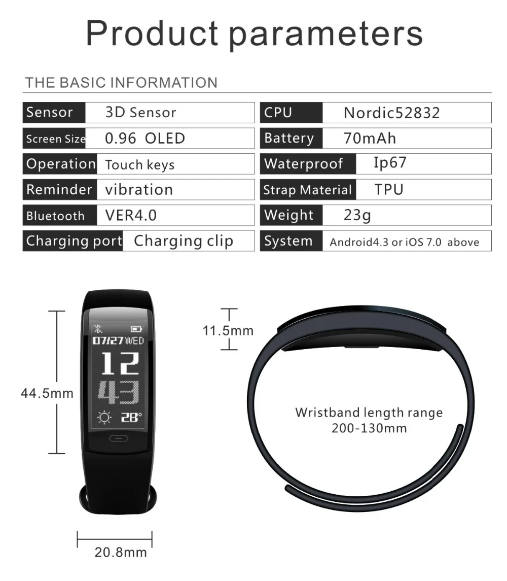 QS90 Smart Bracelet Heart Rate Monitor Wristbands Activity Fitness Tracker Bluetooth Waterproof Pedometer Smartband Smart watch (15)
