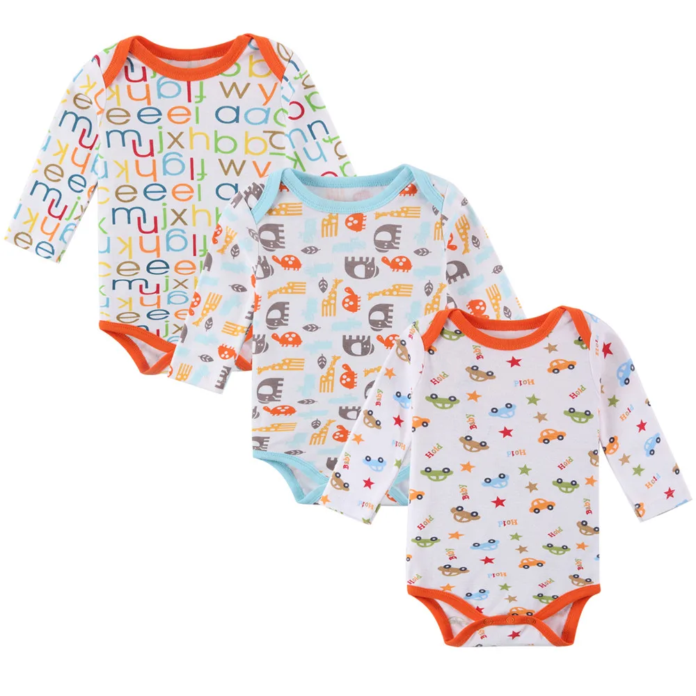

Fairy Baby Baby Boys 3 Pack Long Sleeve Cartoon Onesie Bodysuit for Spring Fall