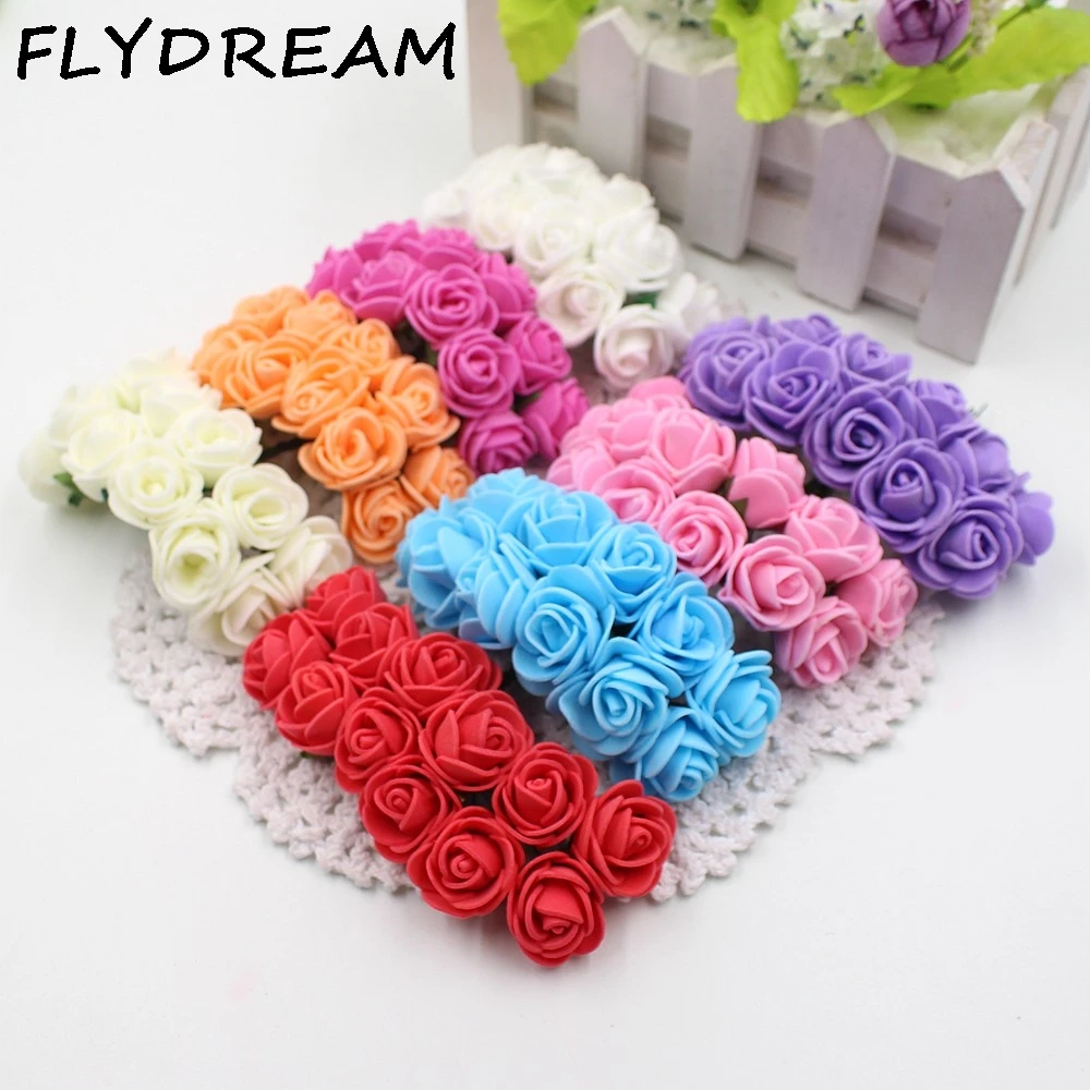 

FLYDREAM 144pcs 2cm Mini Foam Rose Bouquet Fake Artificial Flowers DIY Wedding Home Decoration Supplies Valentine's Day Gifts