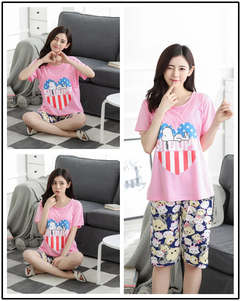 Summer Fashion Maternity Pajamas Sets Nursing Shirts + Belly Shorts Suits for Pregnant Women Pregnancy Breastfeeding clothing (71)