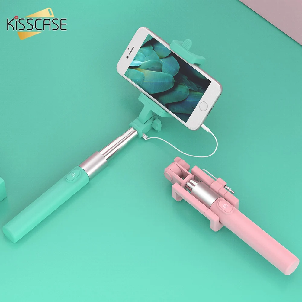 

FLOVEME Universal Wired Selfie Stick For iPhone Xiaomi Huawei Colorful Portable Mini With Button Self Stick For Samsung Galaxy