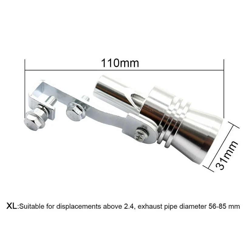 Турбо звуковой свисток глушители выхлопной трубы авто выдув клапан-симулятор глушители алюминиевый сплав автомобиля турбо свисток Размер s-xl - Цвет: Size XL-Silver