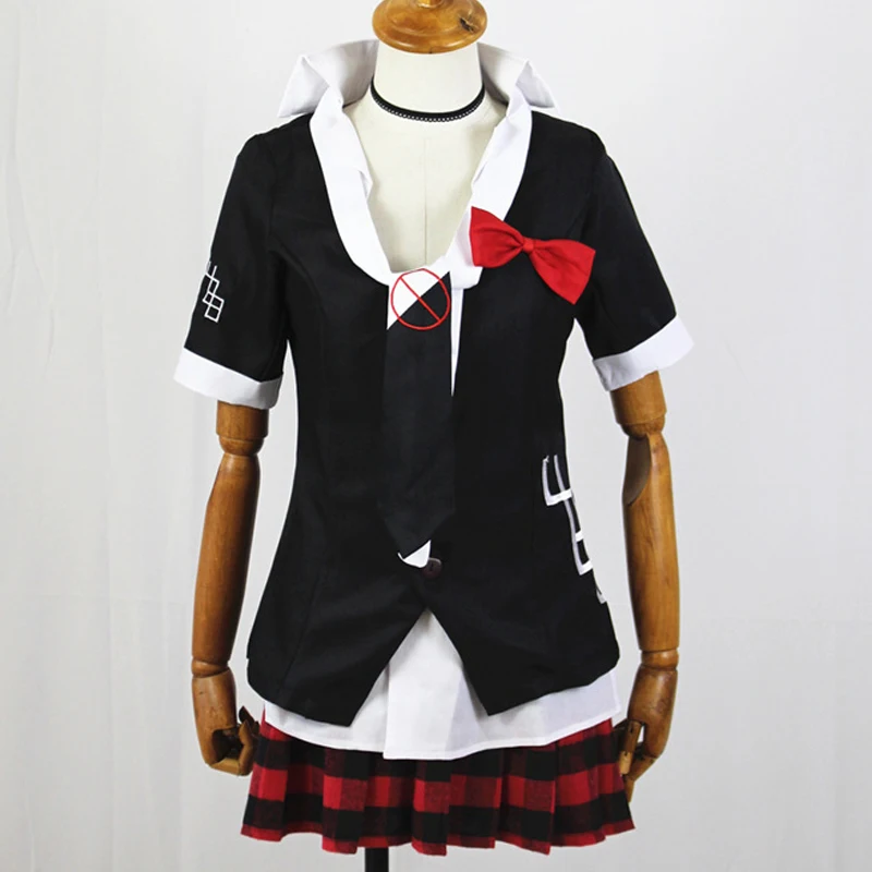 

Danganronpa Cosplay Junko Enoshima Anime Dangan Ronpa School Uniforms Game Outfits Suits Top and Skirt Prop Monokuma Hairpins