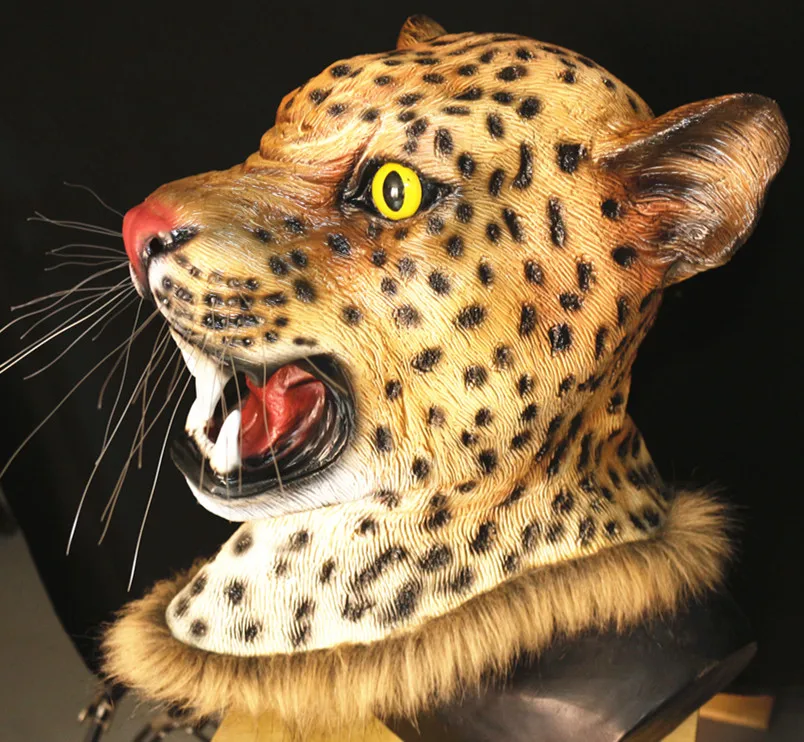 

Promotional Realistic High-quality Fancy Costume Latex Leopard Man Mask Halloween Prop