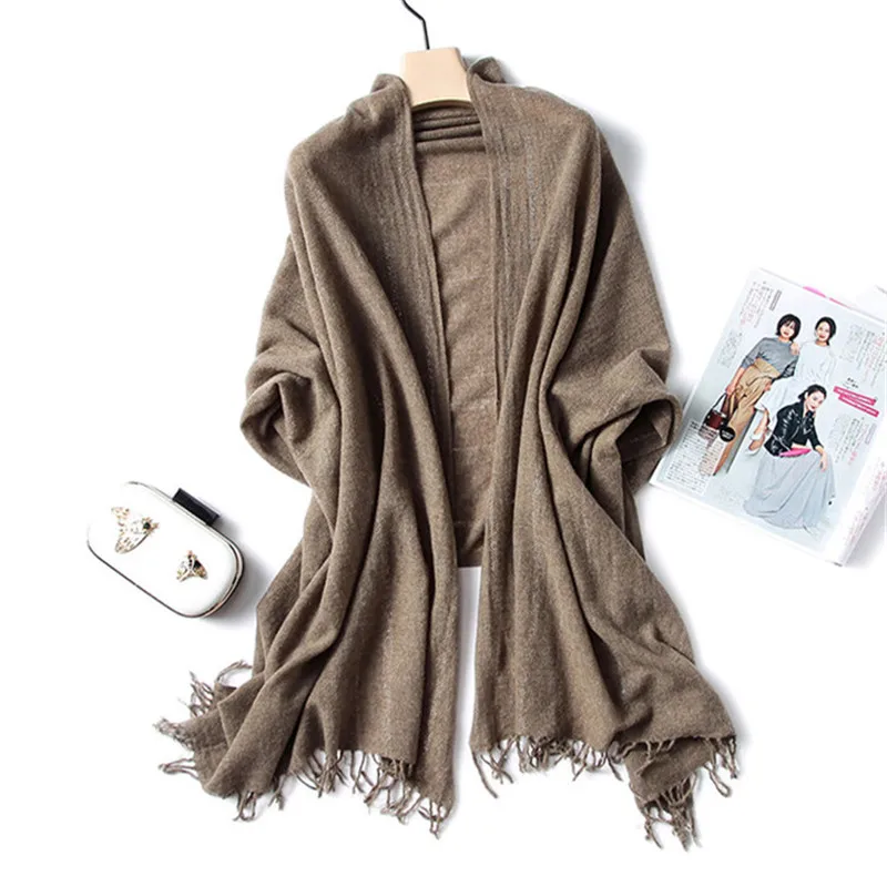 korean style 100wool solid knit women fashion scarfs shawl pashmina
