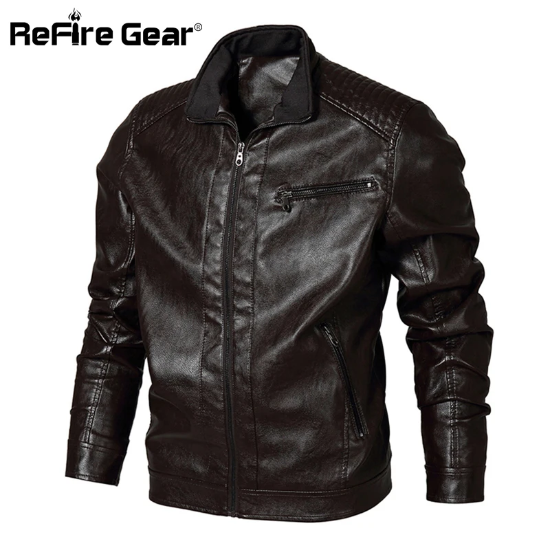 

ReFire Gear Winter PU Leather Jacket Men Tactical Bomber Military Army Pilot Jacket Casual Windproof Motorcycle Jacket US Size