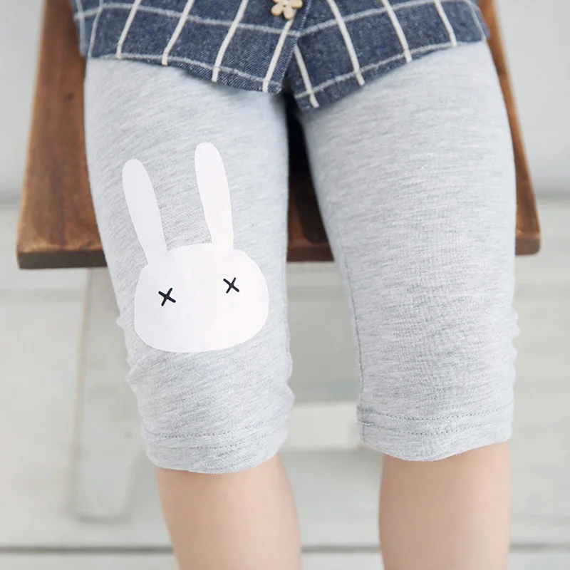 

Rabbit Printed Girls Pure Color Knee Length Pants Kids Pants Clothing children's Summer Cool Cartoon Printing Leggings