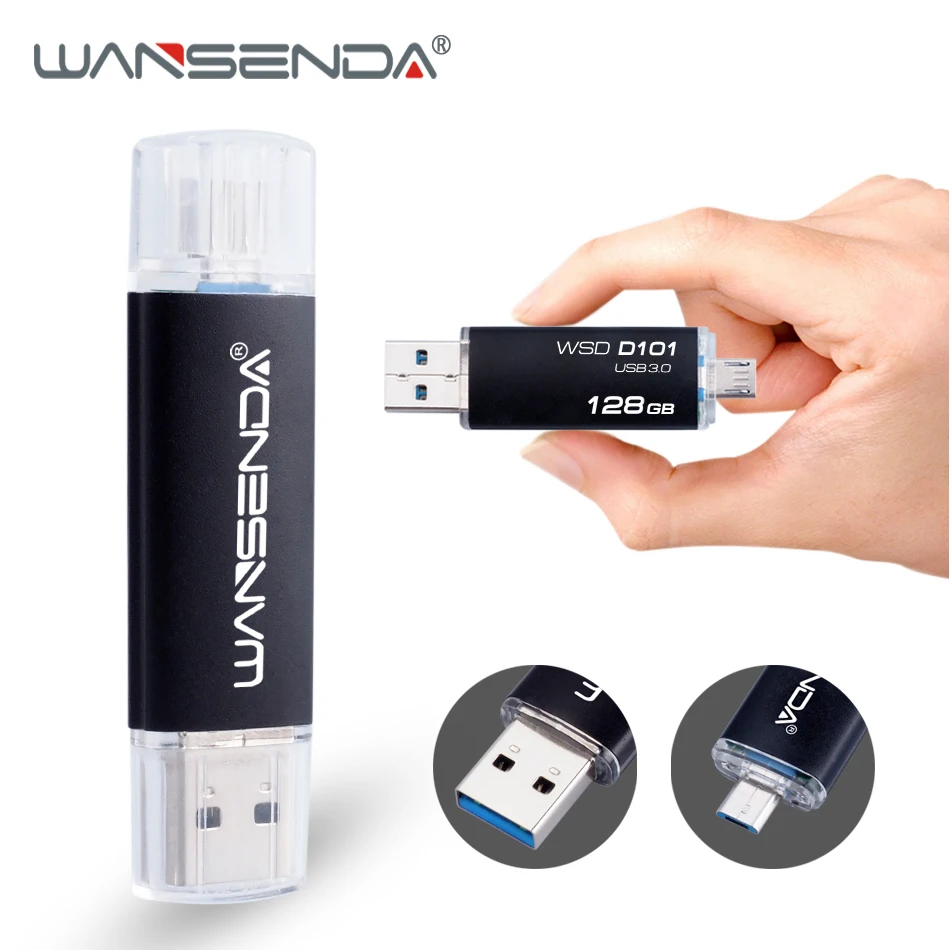 Флэш-накопитель wansenda 3,0 OTG USB флеш-накопитель для смартфона/планшета/ПК 16 ГБ 32 ГБ 64 Гб 128 ГБ Usb палка 3,0 высокая скорость флешки