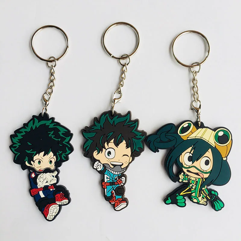 Мультфильм мой герой Academy ПВХ брелок мидория Izuku Todoroki Shoto Bakugou кацуки милый смешной кулон брелки для ключей porte clefs