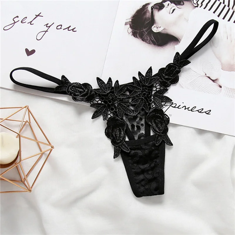 Brand Women Sexy Underwear Transparent Flower G String Pearls Thongs Women's Sexy Panties Lace Culotte Femme Sexy Lingerie (7)