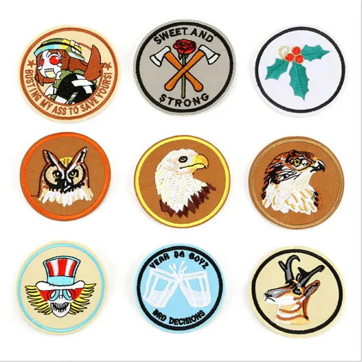 Iron on Sew embroidery patch 10 pcs Animal Head Embroidered Motif Cartoon Applique DIY hat bag shoe accessory CPAM Shipping | Дом и сад