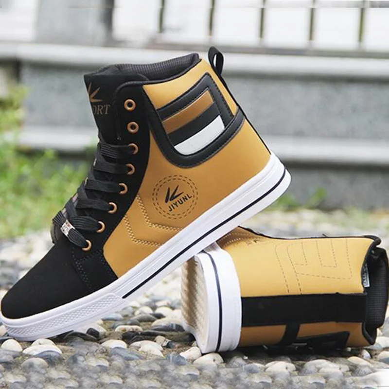 Men's Vulcanize Shoes Lace-up Men Casual Shoes Fashion High Top Men High Pipe Retro Comfortable Men's Flat Shoes Q71