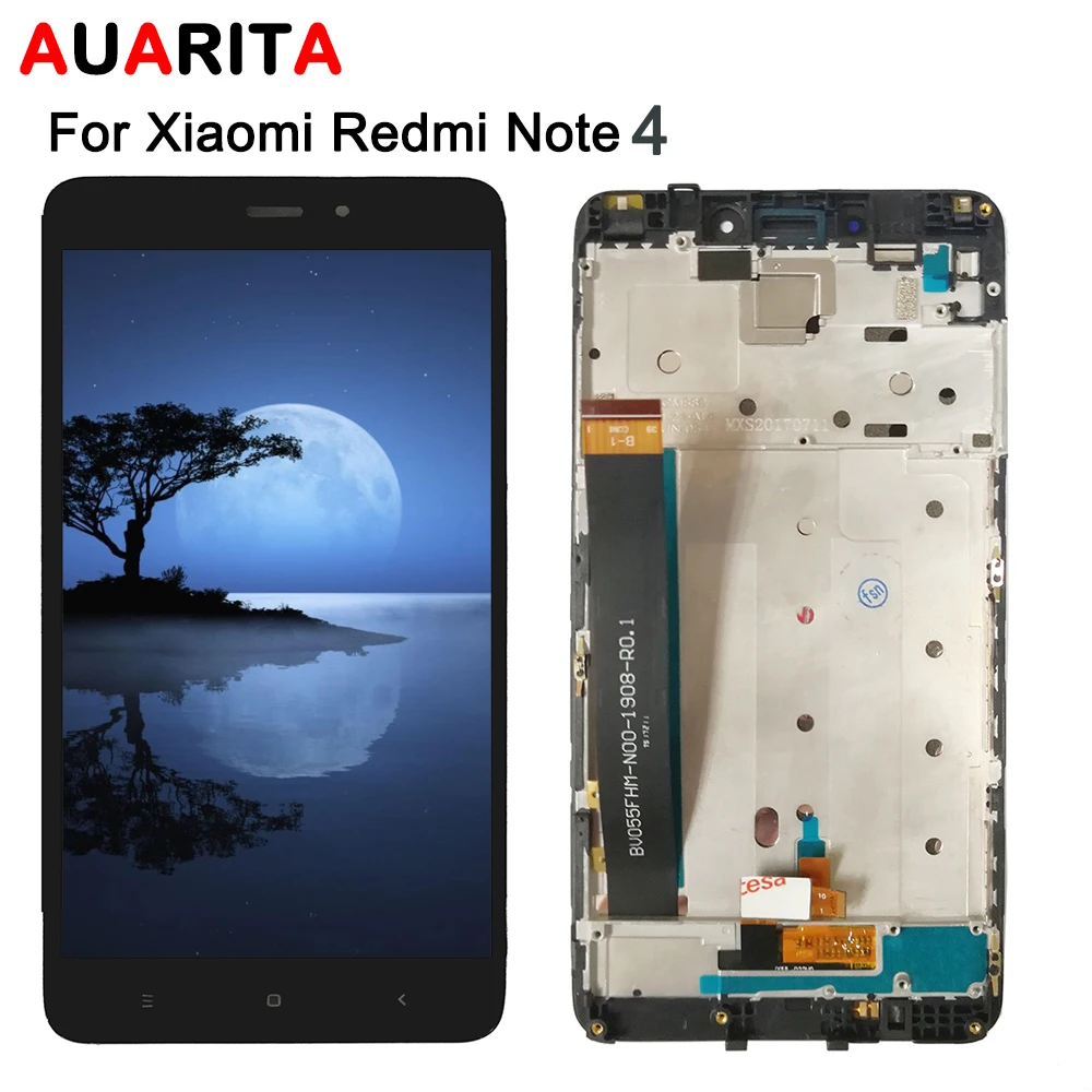 1 шт. ЖК-дисплей для Xiaomi Redmi Note 4 сенсорная панель дигитайзер с рамкой запасные