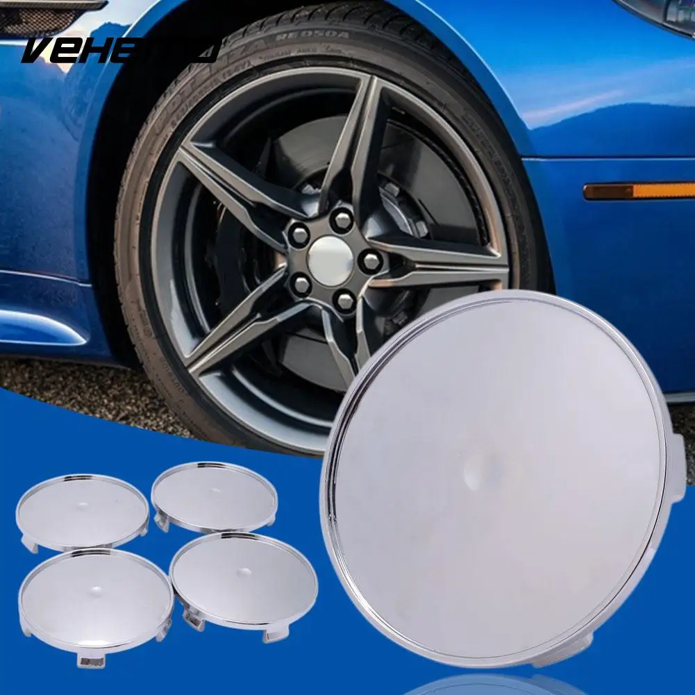 

Vehemo Car Wheel Cover Wheel Hub Cover Hub Cap Silvery White 4PCS No Logo Durable for 68mm-65mm Automobile Car Styling
