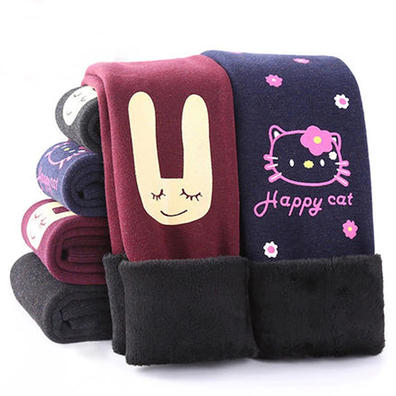 Fashion Girls Warm Leggings Children Baby Girl Cartoon Clothes Winter Pants Warm Leggings For Girls Trousers 2018 New 2-12year