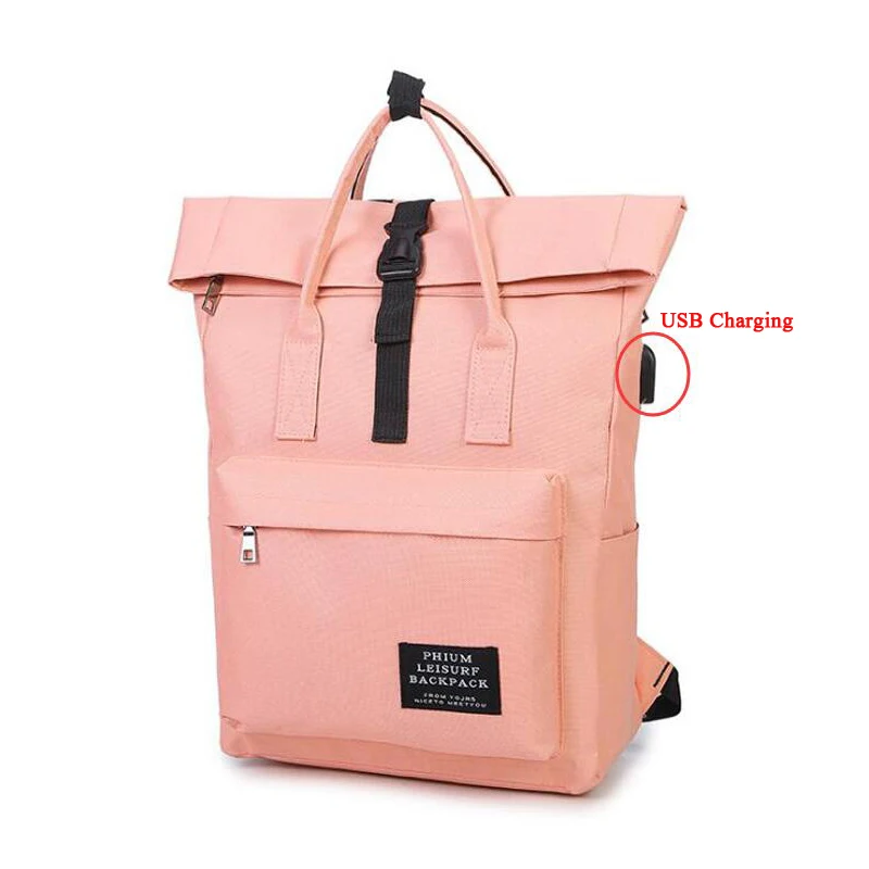 100pcs/lot Women External USB Charge Backpack Canvas Backpack Male Mochila Laptop Backpack School Bags Backpack for teens
