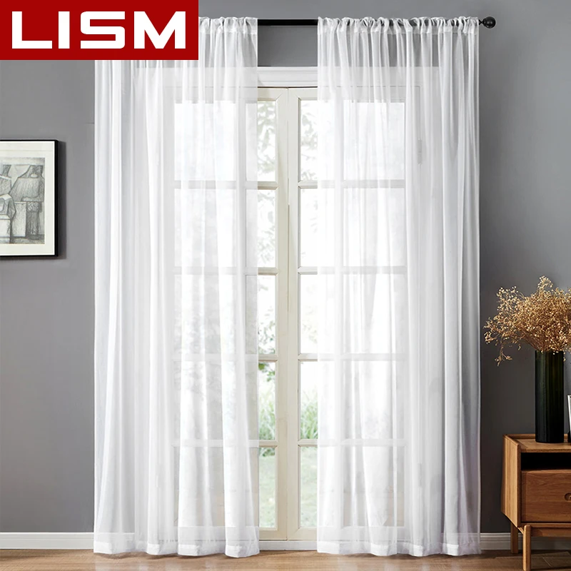 Lism White Curtain Window Tulle Sheer For Living Room Bedroom The