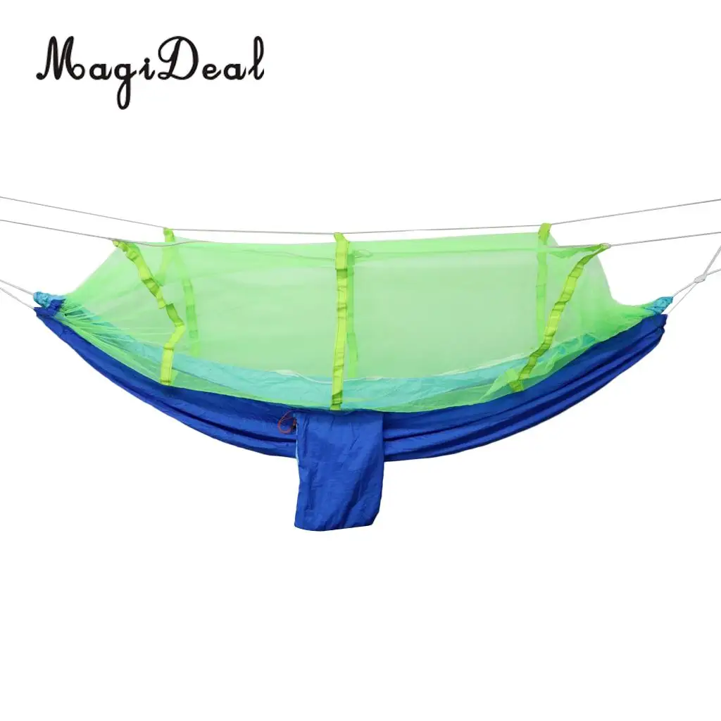 MagiDeal Portable Jungle Parachute Hammock Camping Outdoor Hanging Bed With Mosquito Net and 2 Hanging Straps