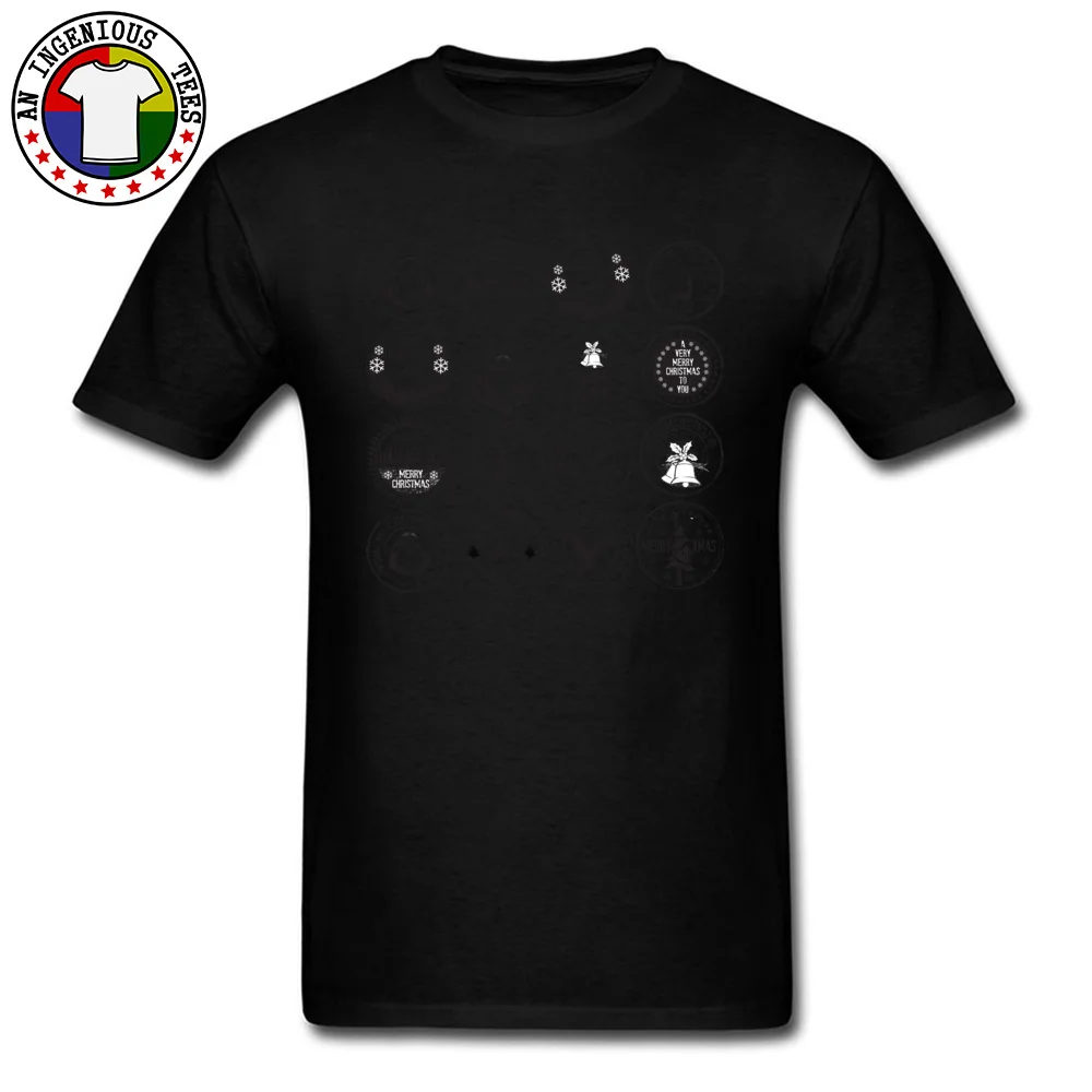 100% Cotton Men Short Sleeve Vintage Christmas stamp Tshirts Summer Tops Shirts 2018 Discount Normal Round Neck T Shirt Vintage Christmas stamp black
