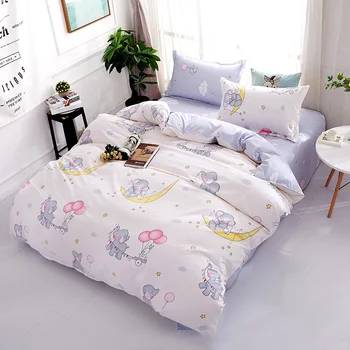 

Cartoon Elephant Print Bedding sets Kids Bedlinen Twin full Queen King size duvet cover sets bed sheet pillowcase