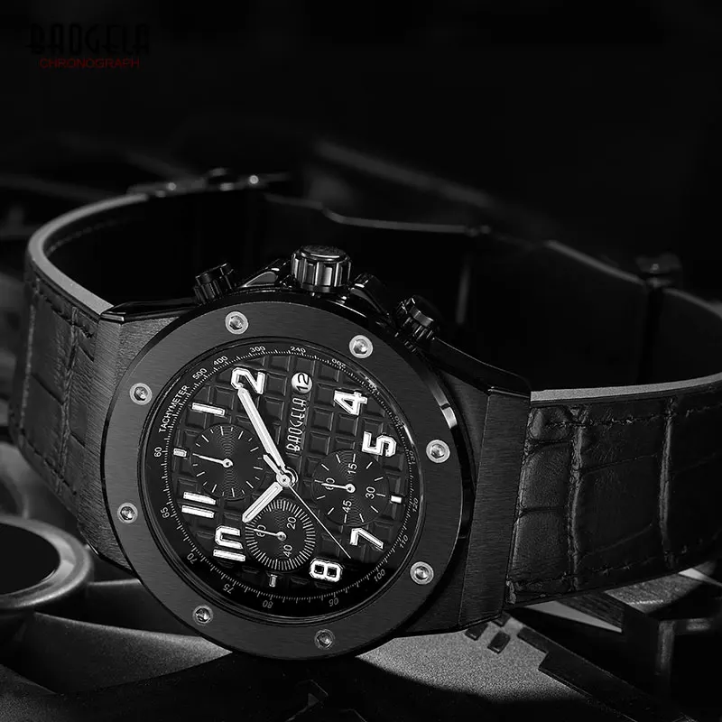 BAOGELA Для мужчин спортивные кварцевые часы армии хронограф Повседневное наручные часы, светящиеся часы Relogios Masculino часы 1805 черный