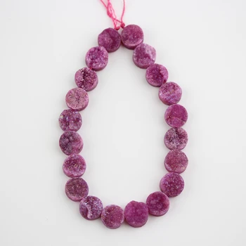 

20PCS,10mm,Fushcia Natural Druzy Achate Round Loose Beads,Fashion Coin Shape Earrings Necklace Making