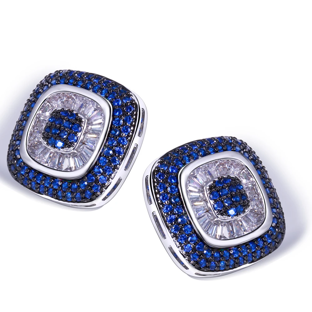 

Square Stud Earring fashion earrings for women rhodium plated with CZ color stone party earring body jewelry Free shipment