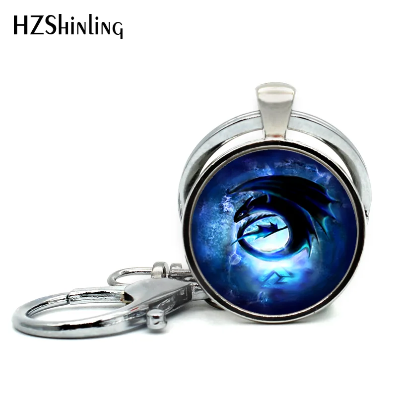 

New Arrival Awesome Toothless How to dragon Keychains Steampunk Silver Round Pendant Jewelry For Women Men Car Accessories