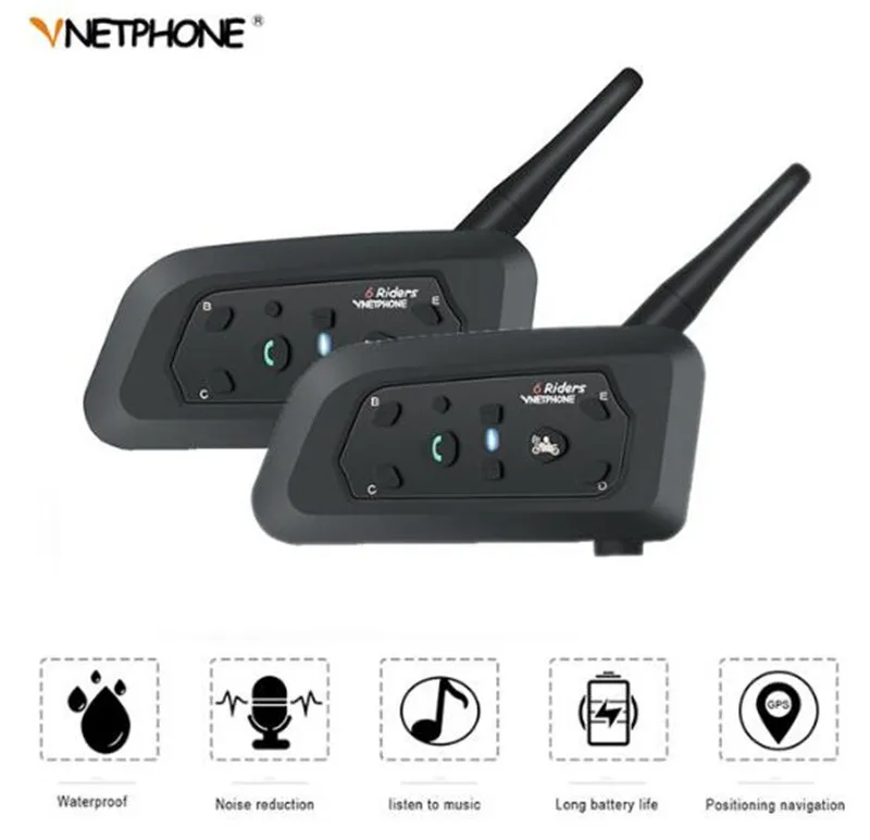 

VNETPHONE Motorcycle Intercom Helmet Headset Helmet Speaker Interphone Moto Accessories Headset Support Wireless 1200m 2PCS