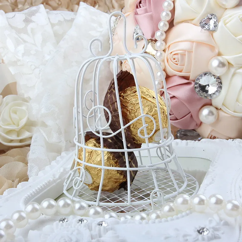 

1 PC New Luxe White Bird Cage Gift Box for Wedding Party Gift Box Favor Metal Candy Chocolate Flower Decor P30