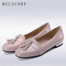 Большие размеры 34-47; Модные женские повседневные туфли-оксфорды с квадратным носком и бахромой; удобная обувь без застежки с бахромой для вождения и офиса