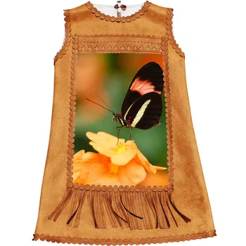 

Kids Dresses Children Clothing baby Girls The butterfly print fashion Birthday party Dresses Autumn & winter faux fur Toddler