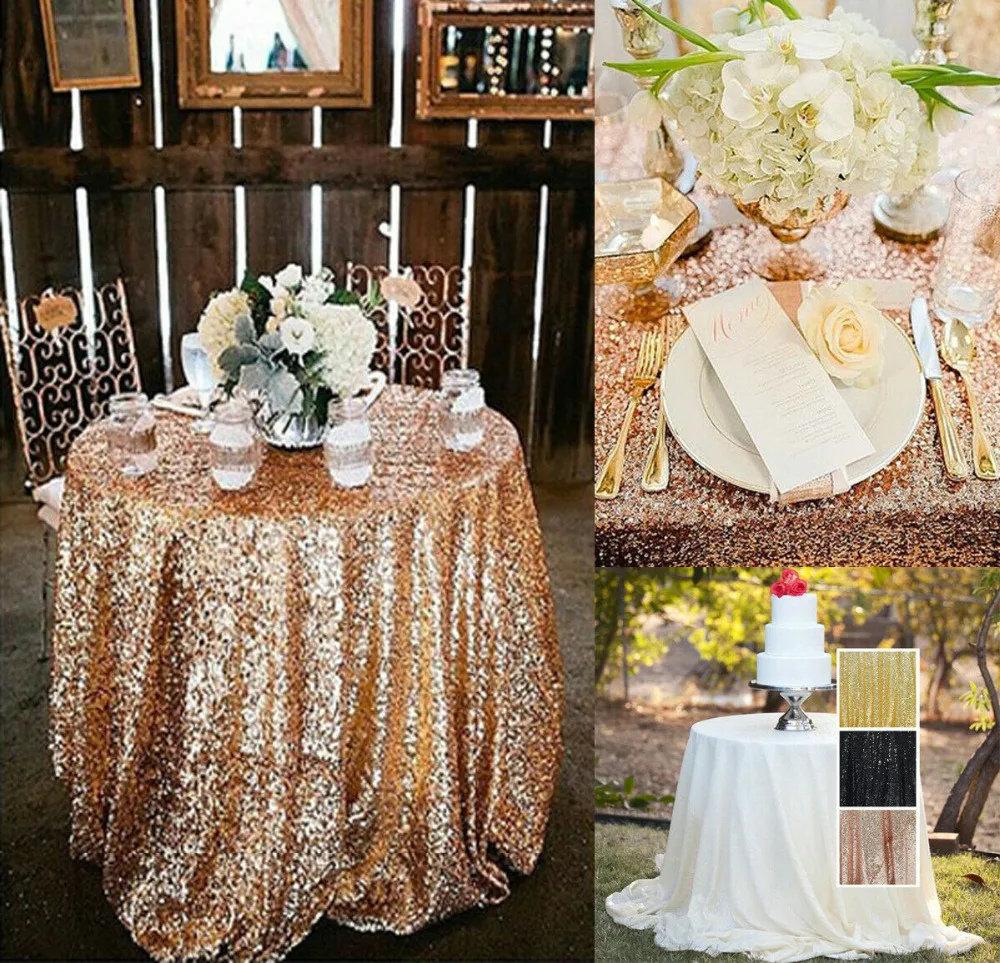 

80cm Sequined Round Tablecloth Embroidered Table Cover for Wedding Party Glitter Tablecloth Gold, Silver, Rose Gold ,blue,white