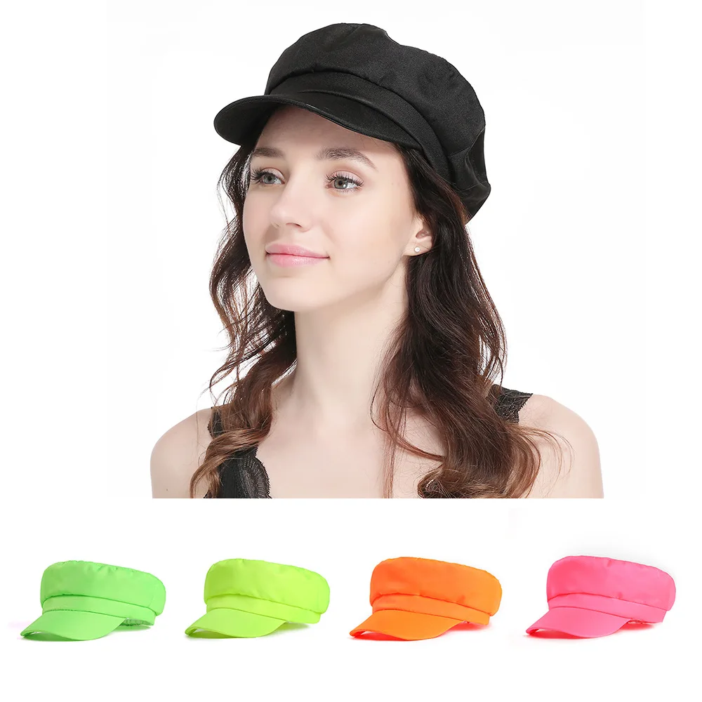 Фибоначчи весна лето берет шляпа неоновый зеленый сплошной цвет газетчик восьмиугольная Женская шапка для Женщин Береты