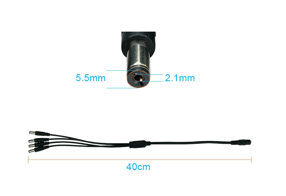 TIANANXUN 1 до 4 разделитель мощности постоянного тока кабель 1 Женский до 4 Выход штекер для камеры видеонаблюдения 5,5 мм/2,1 мм системы видеонаблюдения Аксессуары
