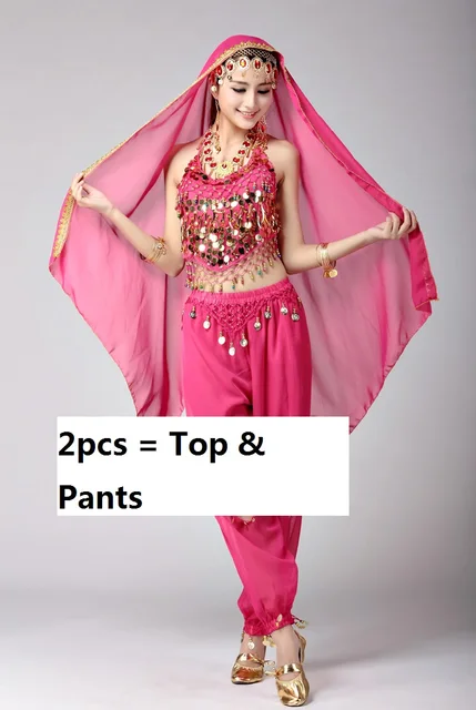 lady set bollywood dance costumes belly dance pants top for women ...