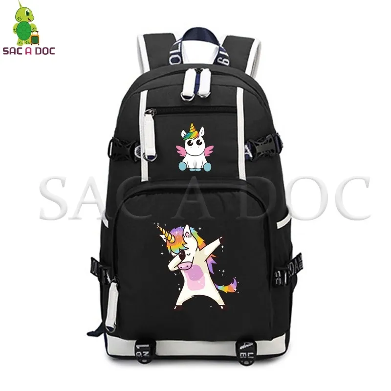 

Dabbing Unicorn Backpack Fashion Canvas School Bags for Teenage Boys Girls Large Capacity Travel Rucksack Daily Laptop Backpack