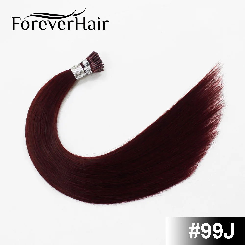 FOREVER HAIR Remy Предварительно скрепленные волосы для наращивания 0,8 г/локон 1" 18" 2" наконечник кератиновой палочки прямые европейские Горячие сплавляемые волосы 50 шт - Цвет: # 99J