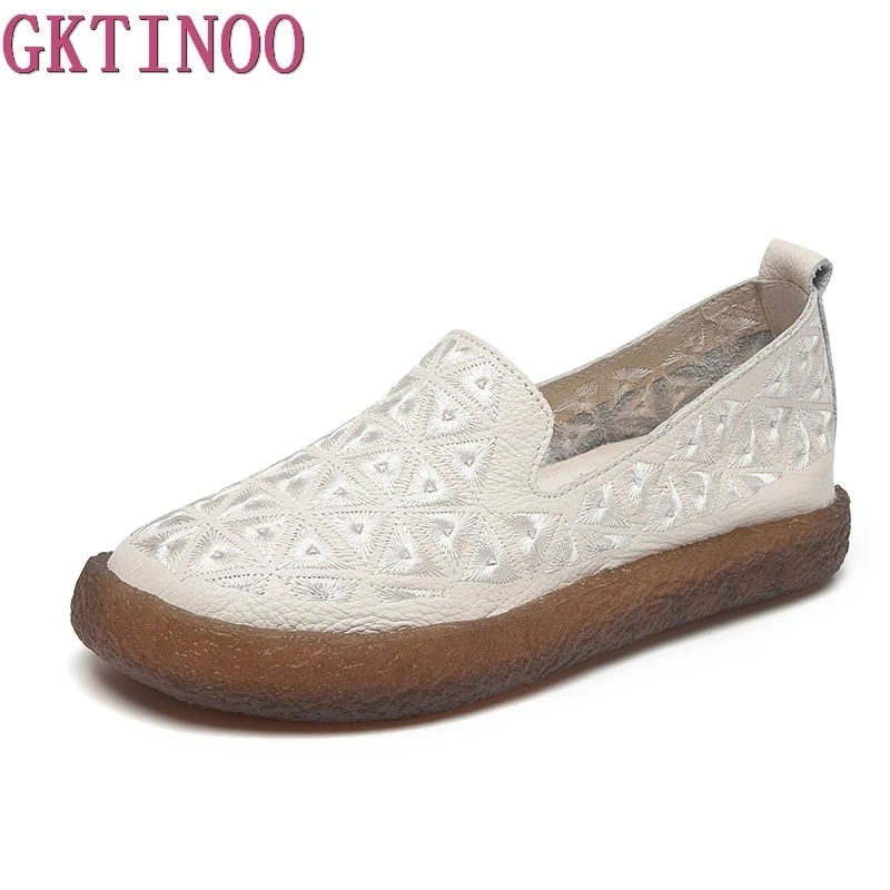 GKTINOO Women Emboridery Ballet Flats Casual Genuine Leather Loafers Designer Lady Flat Heel Shoes Handmade Women Flats 2018 GKTINOO Women Emboridery Ballet Flats Casual Genuine Leather Loafers Designer Lady Flat Heel Shoes Handmade Women Flats 2018