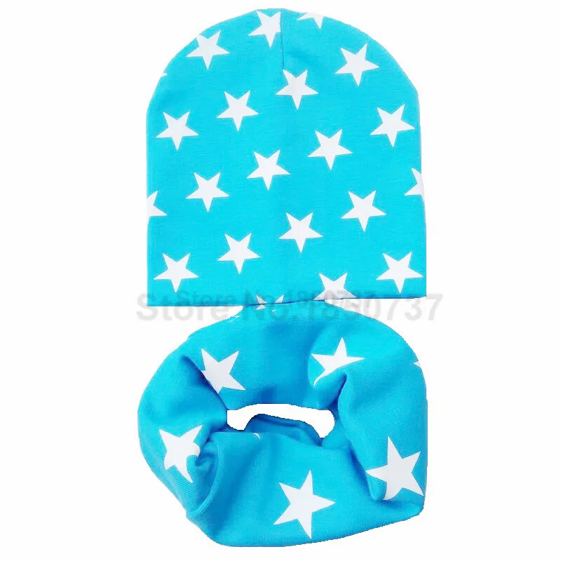 1 шт. модная хлопковая детская шапочка на осень-весну - Цвет: Sky blue hat scarf