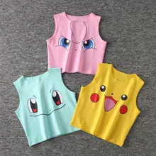 Жилет в стиле аниме «Покемон Пикачу», «Дженни джигггглипуф», маскарадный костюм, женская футболка без рукавов, короткий хлопковый жилет, рубашка