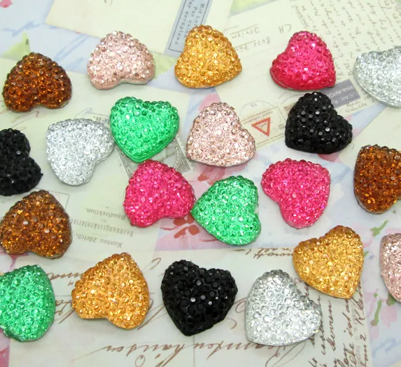 

10Pc Resin Mixed Bling Gypsophila Heart Decoration Crafts Flatback Cabochon Scrapbooking Fit Hair Clips Embellishments Beads Diy